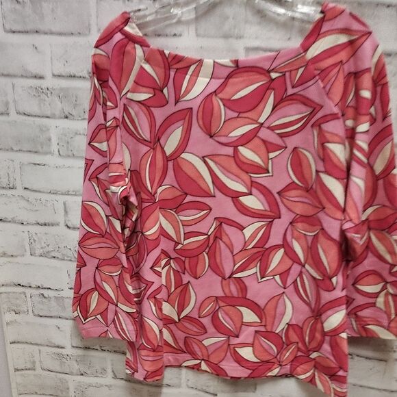 Talbots Pink and White Relaxed Graphic Blouse - Picture 3 of 3